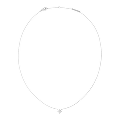 ダニエルウェリントン Mirelle Star Necklace Silverの全体像。細いシルバーチェーンの中央に、キュービックジルコニアをあしらった小さな星のモチーフが配置されています。ロブスタークラスプとアジャスターチェーンも確認できます。