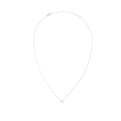 おひつじ座のシンボルをクリスタルで表現した小ぶりなペンダントが付いた**Crystal Zodiac Chain Necklace Silver**の全体画像です。繊細なシルバーチェーンとロブスタークラスプ、アジャスターを含む全長を白背景でご確認いただけます。