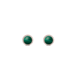 ダニエルウェリントン Audrey Earrings Malachite Rose Goldのスタッドピアスです。鮮やかなグリーンのマラカイトを中央にあしらい、ホワイトキュービックジルコニアのヘイローとローズゴールドのフレームが天然石の縞模様を際立たせるデザインです。