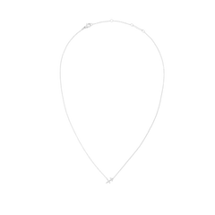 白背景で撮影した、うお座モチーフのCrystal Zodiac Chain Necklace Silverの商品画像です。ロブスタークラスプからアジャスターまでのシルバーチェーン全体と、クリスタルをあしらった小さな星座ペンダントがはっきりと確認できます。