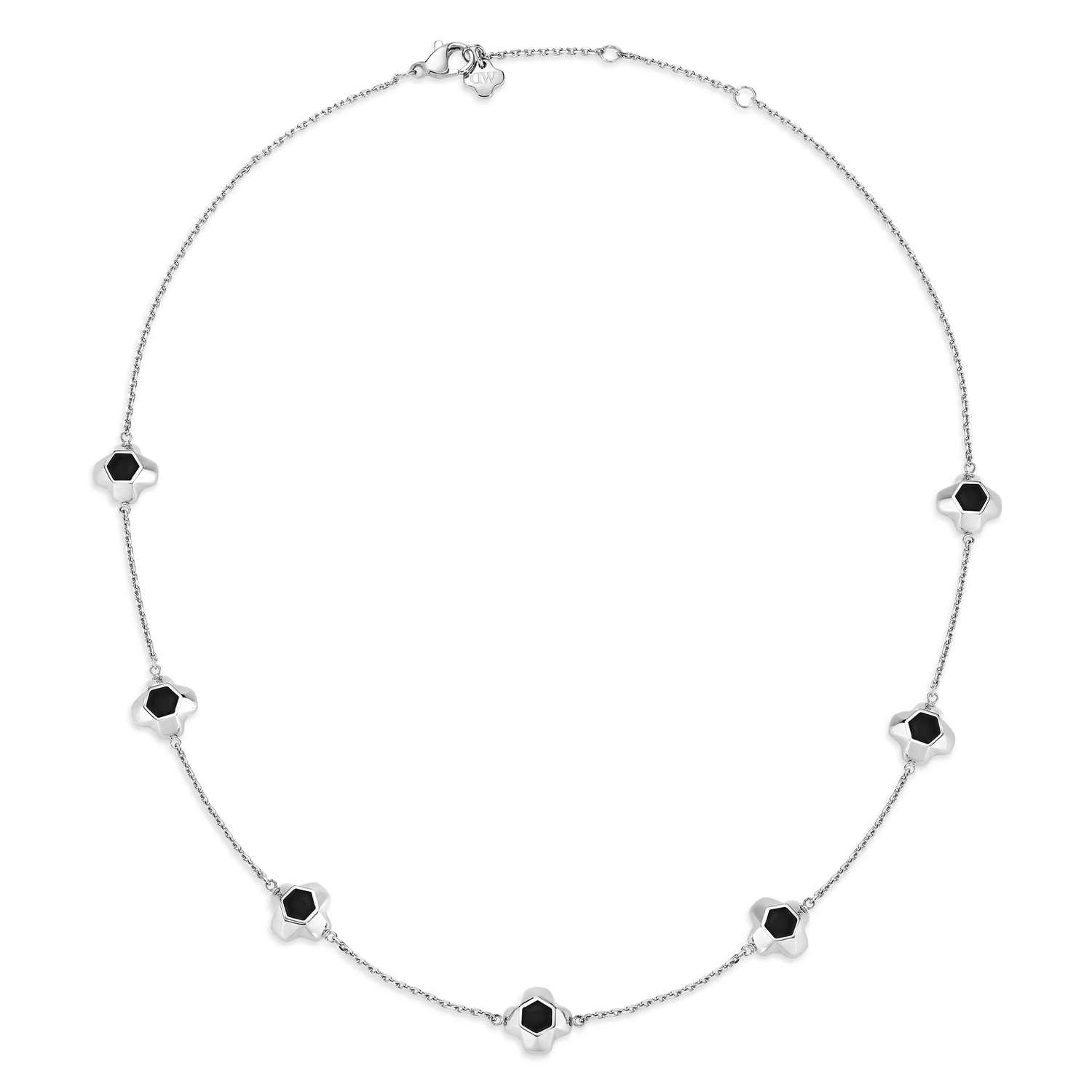 North Star Necklace 7 Small Black Enamel Silver