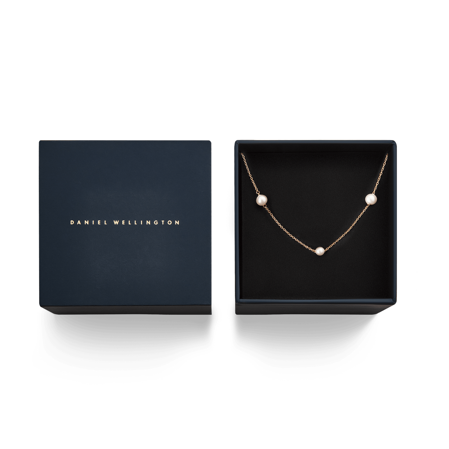 Pearl Step Necklace Rose Gold