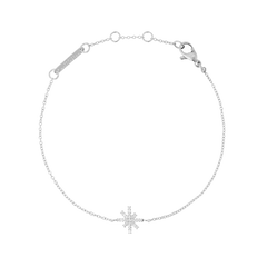 Daniel WellingtonのMirelle Star Braceletシルバーカラー全体のイメージです。細やかなチェーンの中央に、キュービックジルコニアをあしらった星型のモチーフが配されています。ロブスタークラスプやアジャスターチェーン、ブランドロゴ入りのプレートも確認できます。