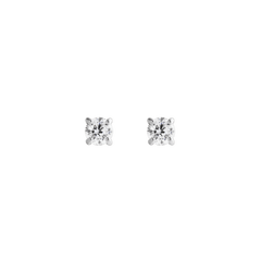 ダニエルウェリントンのMirelle Solitaire Stud Earrings Silverです。4本爪のシルバーセッティングに、ホワイトキュービックジルコニアが一粒ずつあしらわれたスタッドピアスです。