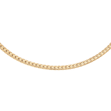 Daniel Wellington Flat Chain Necklace Gのチェーン部分をクローズアップ。平らに仕上げられたゴールドのコマが隙間なく連なり、滑らかな光沢を放つフラットチェーンの質感が伝わります。