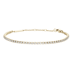 ダニエルウェリントン Classic Tennis Braceletのゴールドモデルです。爪留めされたキュービックジルコニアが一列に輝き、アジャスターチェーンとブランドロゴプレートがアクセントとなっています。