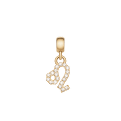 獅子座を象徴するクリスタル・ゾディアックチャーム「Gold」。キュービックジルコニアが贅沢にあしらわれ、滑らかなゴールドのベイルから揺れる上品なデザインです。