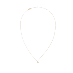 山羊座モチーフのCrystal Zodiac Chain Necklace Goldの全体画像です。白い背景に細身のゴールドチェーンが自然なドレープを描き、先端にはクリスタルで山羊座のシンボルをあしらったペンダントが付いています。ロブスタークラスプやサイズ調整リングもご確認いただけます。