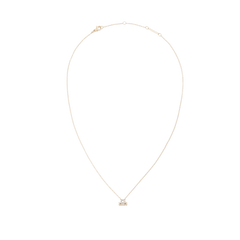 水瓶座をモチーフにしたCrystal Zodiac Chain Necklace Goldの正面からの商品写真です。繊細なゴールドチェーンの曲線と、クリスタルをあしらった小ぶりなペンダントトップ、ロブスタークラスプやアジャスター部分が白い背景に映えています。