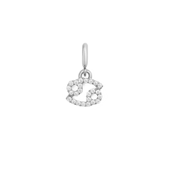 Daniel WellingtonのZodiac Watch Charm Silver 蟹座モデル。キュービックジルコニアでデザインされた蟹座のシンボルが、シルバーのリングパーツとともに白い背景に美しく映えます。