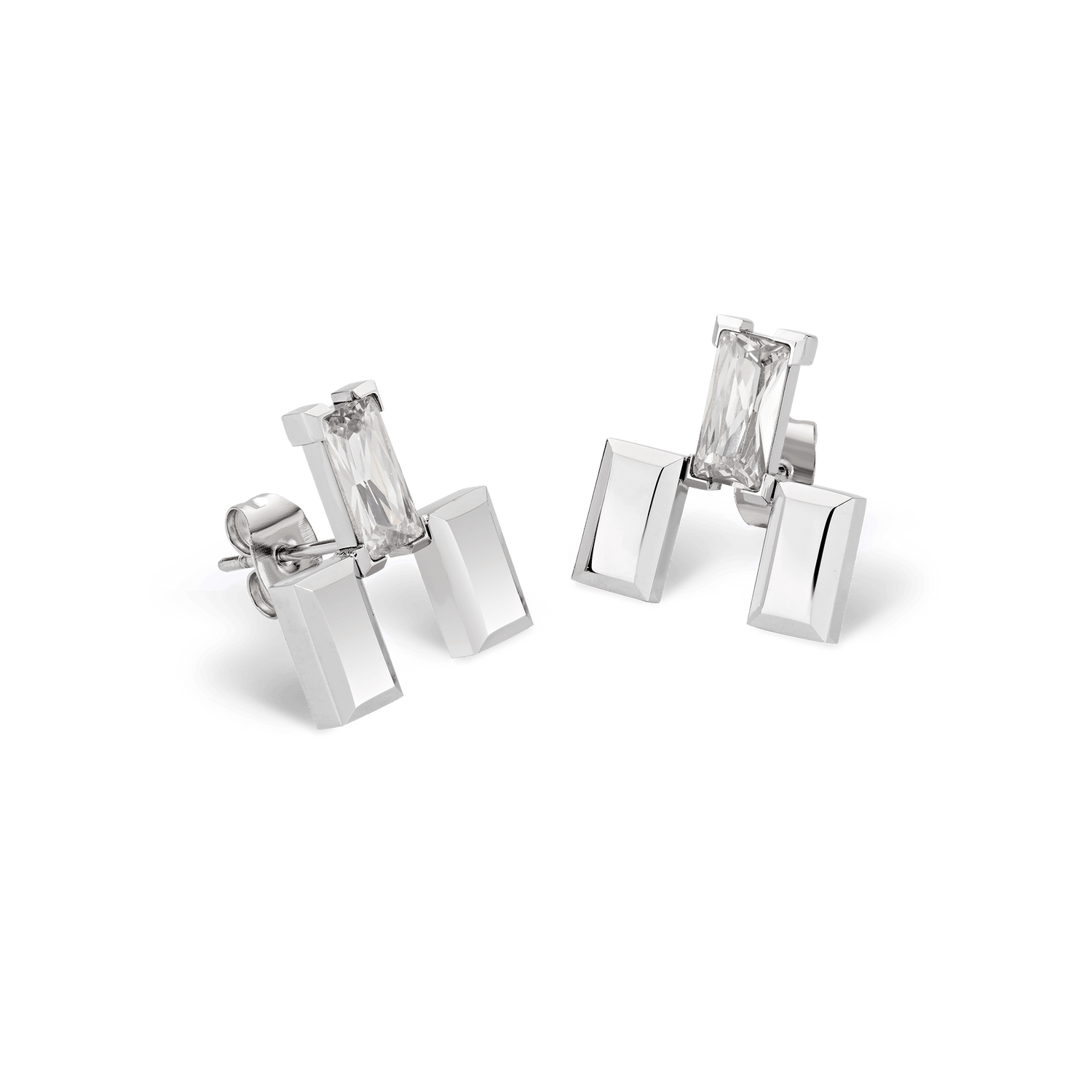 Bric Earrings Crystal Silver