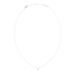 ダニエルウェリントン Mirelle Solitaire Necklace Silverの全体像。繊細なシルバーチェーンの先端に一粒のジルコニアが揺れる、アジャスター付きのシンプルなデザインを白背景で撮影した商品画像です。