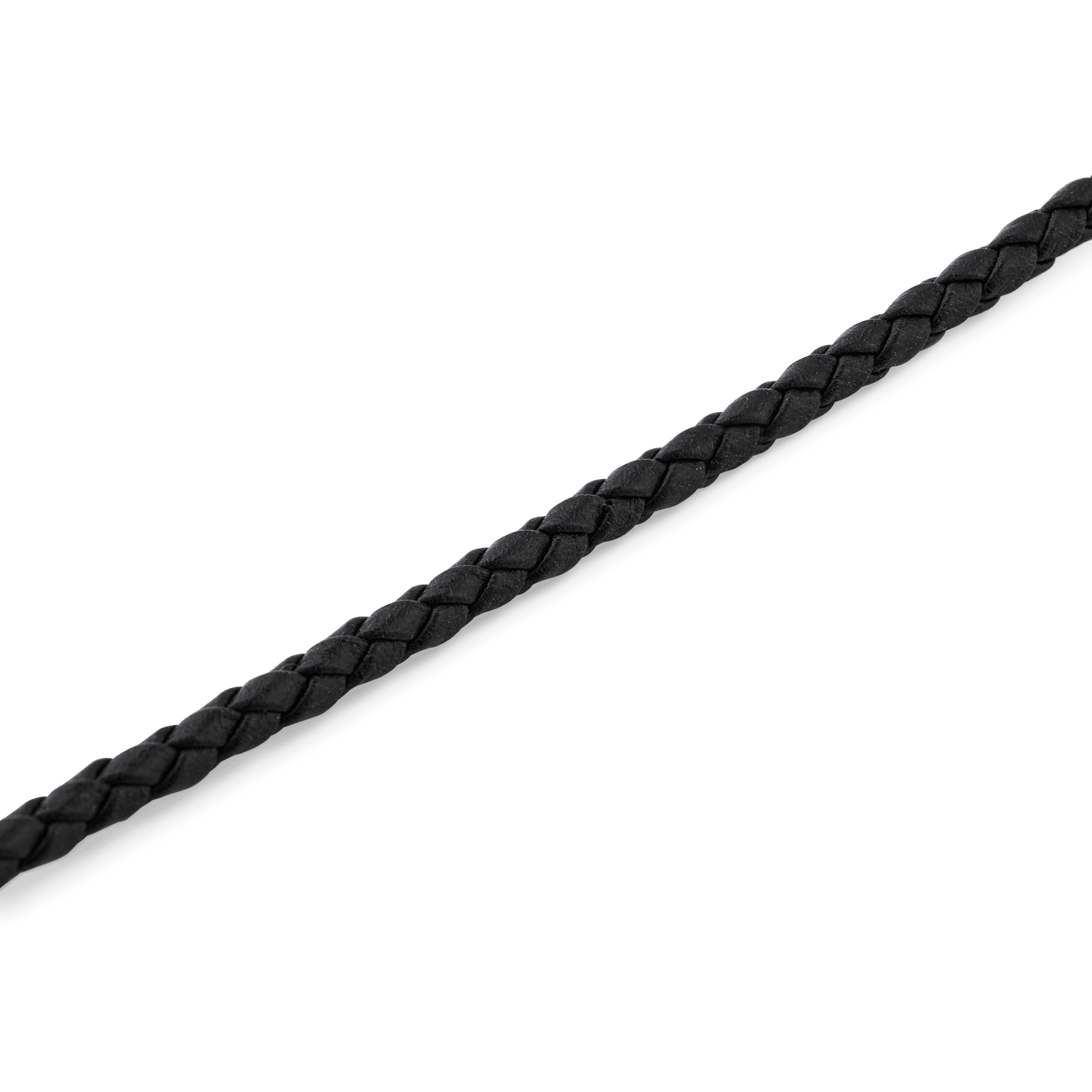 Daniel Braided Leather Bracelet Sheffield 2.8 Goldの編み込みレザー部分をクローズアップした画像です。均一に編み上げられたブラックレザーの質感と、光の当たり具合で生まれる繊細な陰影が特徴です。