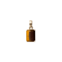 ダニエルウェリントン Tiger Eye Octagon Goldの正面画像です。ファセットカットを施したタイガーアイの天然石が、琥珀色からダークブラウンへとグラデーションのような縞模様を描き、ゴールドの爪留めでしっかりと固定されています。