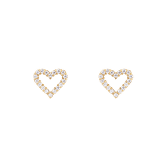 ダニエルウェリントンのMirelle Heart Earrings ゴールドピアス。ホワイトキュービックジルコニアがオープンハートの輪郭に沿ってセットされ、繊細な輝きを放つスタッドタイプです。