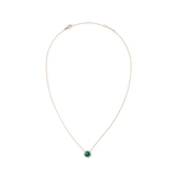Daniel Wellington Audrey Necklace Malachite Rose Goldの全体像です。細身のローズゴールドチェーンの中央に、深みのある緑のマラカイトをキュービックジルコニアのヘイローで囲んだ丸型ペンダントがあしらわれています。