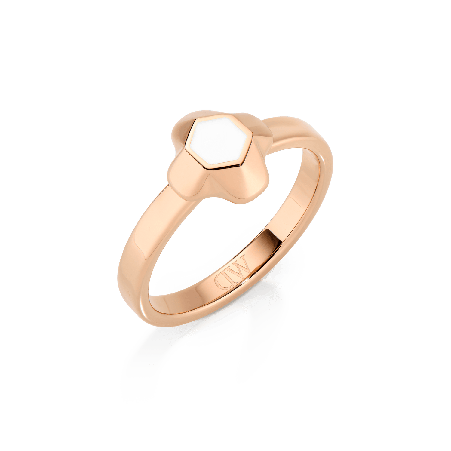 North Star Ring Small White Enamel Rose Gold