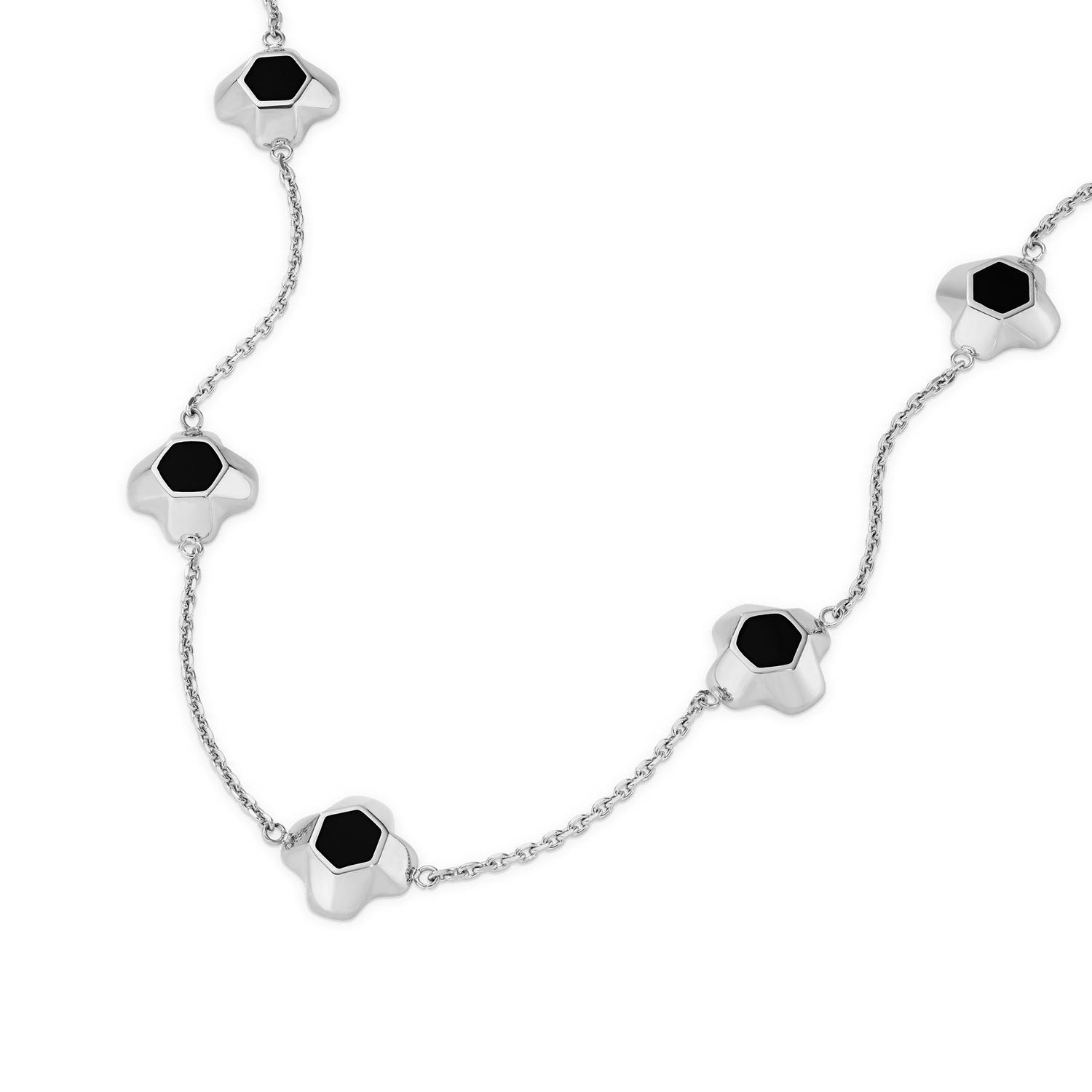 North Star Necklace 7 Small Black Enamel Silver