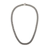 Daniel Wellington Ellipse Cuban Chain Necklace Graphiteの全体を捉えた商品画像です。研磨されたグラファイトカラーのキューバンチェーンとロブスタークラスプが、白背景で鮮明に映し出されています。