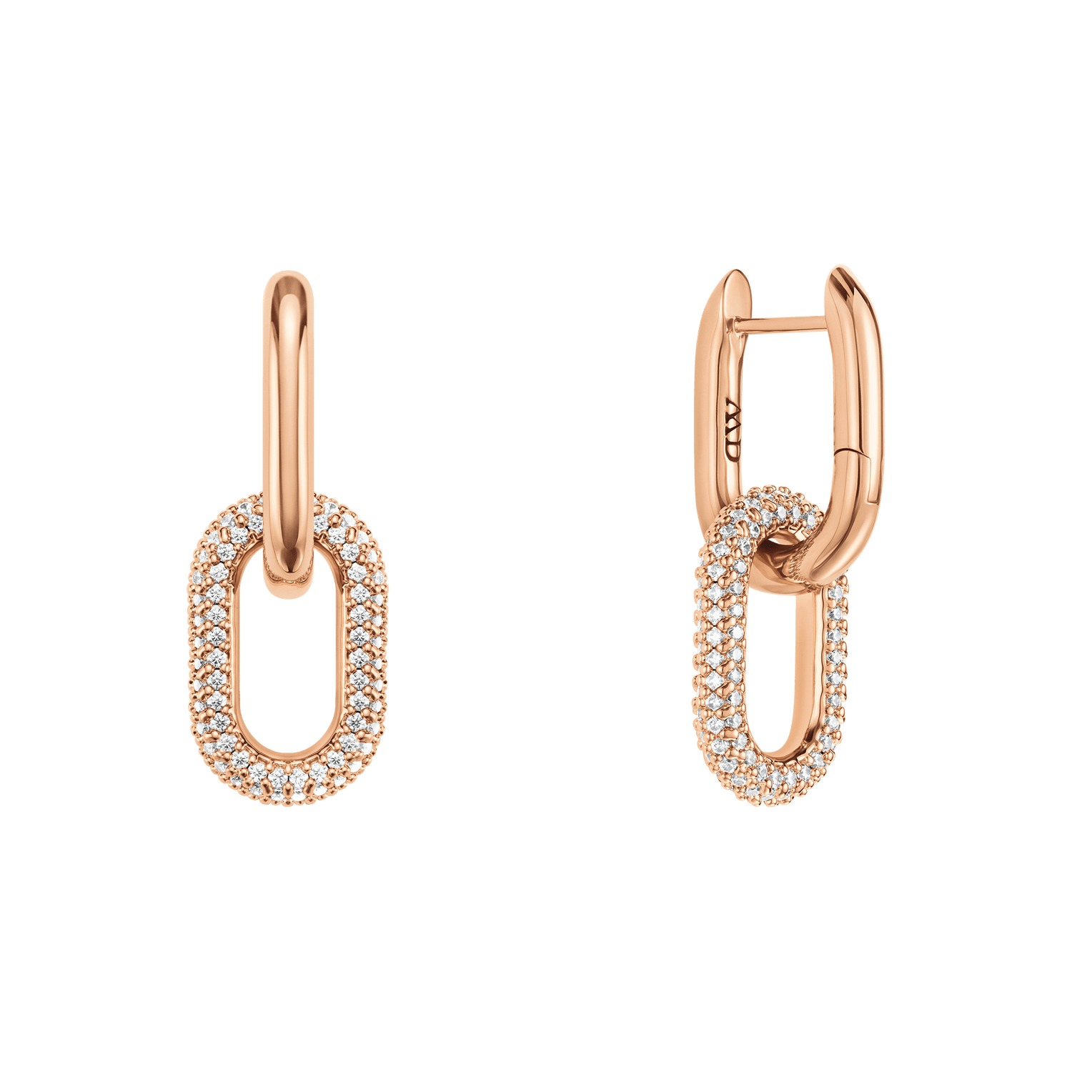 Crystal Link Earrings Rose Gold