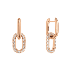 Crystal Link Earrings Rose Gold