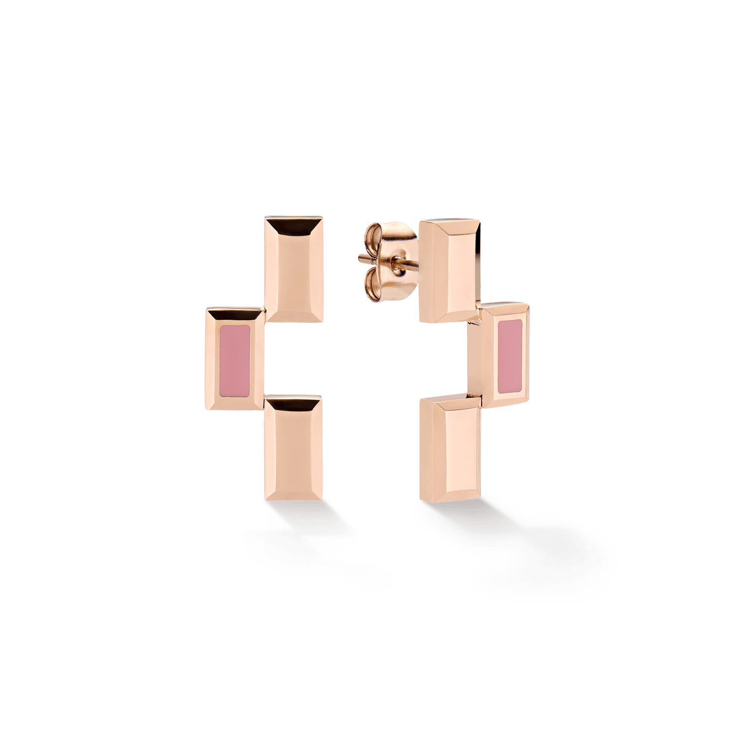 Bric Earrings Apricot Enamel Rose Gold