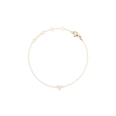 白い背景にCrystal Zodiac Chain Bracelet Goldを円形に広げた商品画像です。繊細なゴールドチェーンの中央には、クリスタルをあしらった牡羊座モチーフのペンダントが配置されており、アジャスターリングとロブスタークラスプのディテールも確認できます。