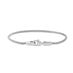 Daniel WellingtonのTide Mesh Bracelet Sterling 1.8は、シルバーメッシュのブレスレットです。細やかな編み込みチェーンとロブスタークラスプのディテールが特徴です。