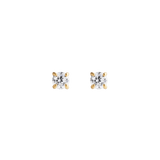 ダニエルウェリントンのMirelle Solitaire Stud Earrings Goldの正面画像です。ホワイトキュービックジルコニアを4本爪のゴールドセッティングで留めた、小ぶりで上品な一粒スタッドピアスです。