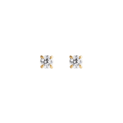 ダニエルウェリントンのMirelle Solitaire Stud Earrings Goldの正面画像です。ホワイトキュービックジルコニアを4本爪のゴールドセッティングで留めた、小ぶりで上品な一粒スタッドピアスです。