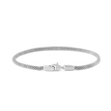 ダニエルウェリントン Tide Mesh Bracelet Sterling 2.8の商品画像です。筒状に編み上げられたシルバーカラーのメッシュチェーンと、ロゴが刻印されたロブスタークラスプが確認できます。
