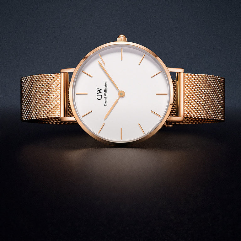 Montre Daniel Wellington Quadro Lumine Bezel Melrose 26mm - Femme, Acier Doré Rose, étanche 3ATM