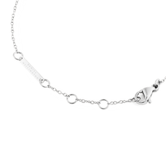 Mirelle Solitaire Bracelet Silverの留め具部分のディテールです。ロブスタークラスプとアジャスターチェーン、Daniel Wellingtonの刻印が入ったブランドプレートをご確認いただけます。