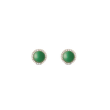 Daniel WellingtonのAudrey Earrings Jade Goldは、ドーム型の翡翠をゴールドフレームで包み込み、周囲にホワイトキュービックジルコニアのヘイローをあしらった8mmのスタッドピアスです。