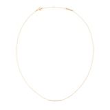 ダニエルウェリントン Mirelle Eternity Necklace Goldの全体像です。極細のゴールドチェーンの中央に、ホワイトキュービックジルコニアをあしらったバーが配されています。ロブスタークラスプとブランドロゴプレートも確認できます。