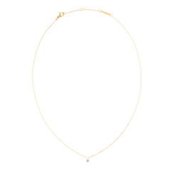 ダニエルウェリントンのMirelle Solitaire Necklace Goldの全体像です。繊細なゴールドチェーンの先端には一粒のクリスタルがあしらわれ、ロブスタークラスプとアジャスター付きのブランドプレートが確認できるレイアウトで撮影されています。