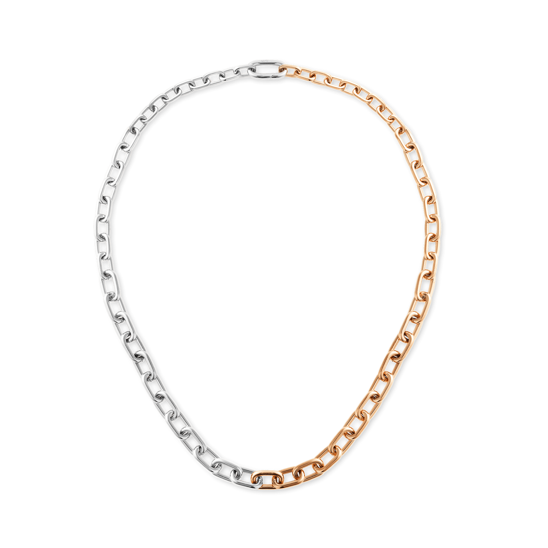 Contrast Link Necklace Two Tone Rose Gold