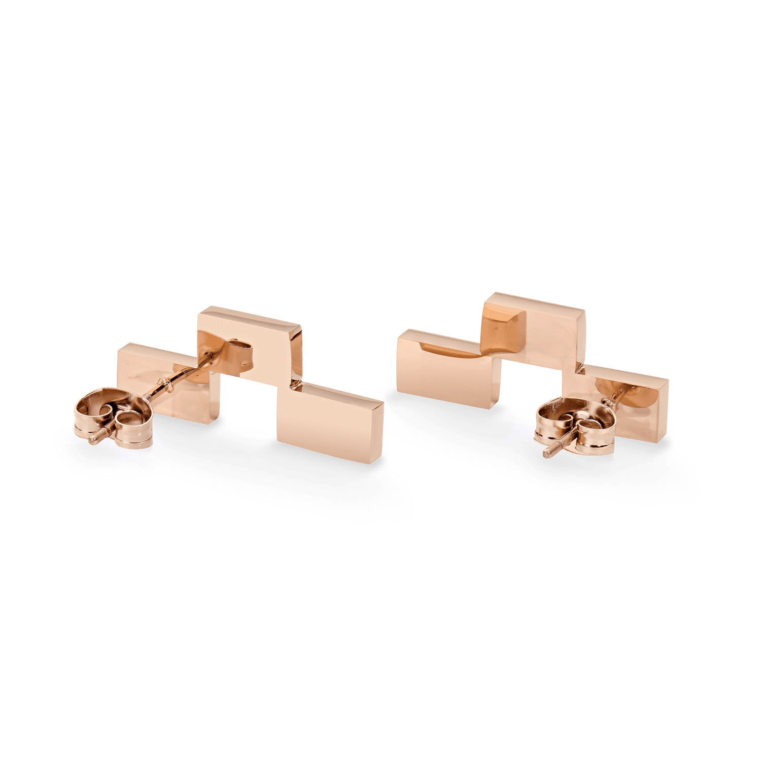 Bric Earrings Apricot Enamel Rose Gold
