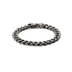 ダニエルウェリントン Ellipse Cuban Chain Bracelet Graphiteの商品画像。研磨されたグラファイトカラーカラーのキューバンチェーンとロブスタークラスプが、白い背景の上で落ち着いた光沢と深みのある陰影を際立たせています。