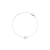うお座のシンボルをキュービックジルコニアであしらったCrystal Zodiac Chain Bracelet Silverの商品画像です。繊細なシルバーチェーンの中央に星座モチーフが配置され、アジャスターチェーンとブランドプレートも確認できます。