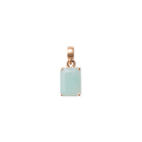 ダニエルウェリントンのAmazonite Octagon ローズゴールドチャームの正面画像です。淡いブルーグリーンの天然アマゾナイトを八角形にカットし、ローズゴールドの爪留めでセットしたデザインが特徴です。