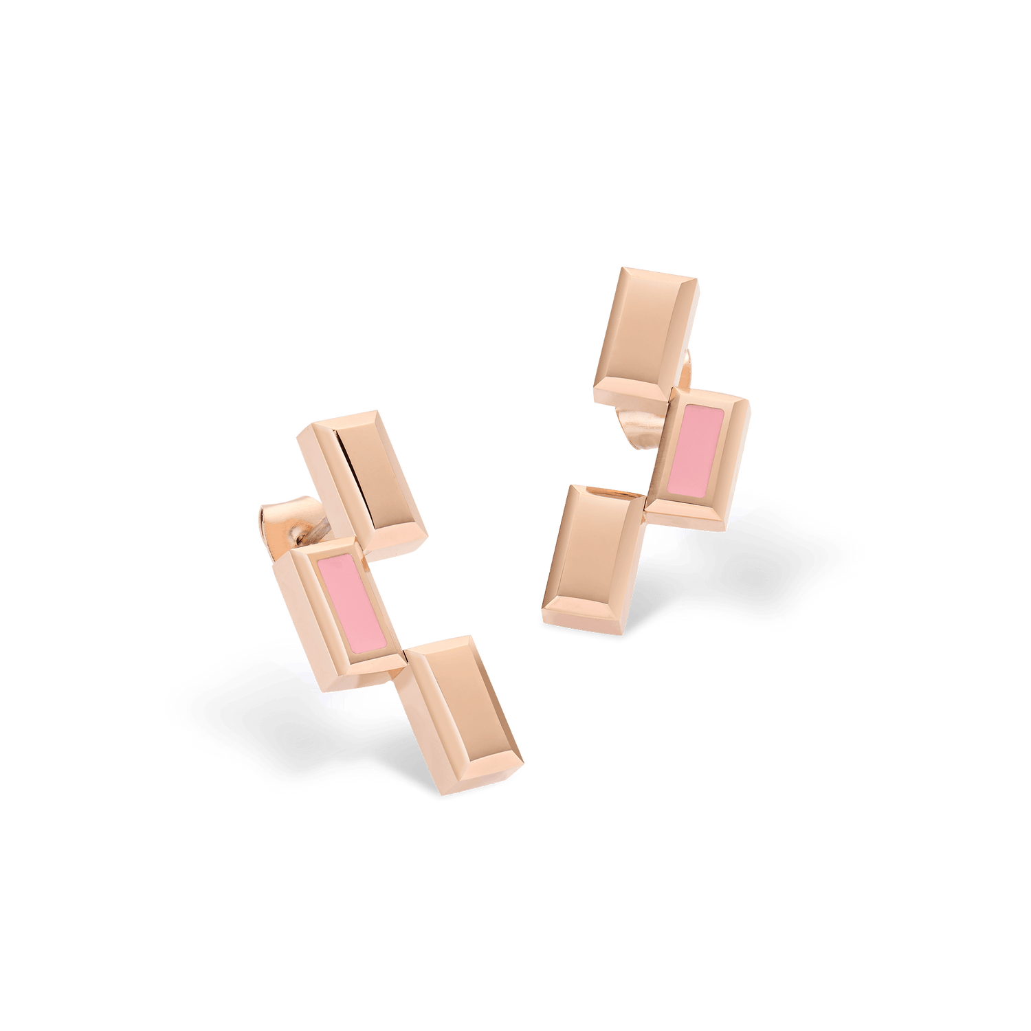 Bric Earrings Apricot Enamel Rose Gold