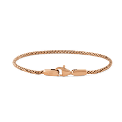 Daniel WellingtonのTide Mesh Bracelet Melrose 1.8は、ローズゴールドのメッシュチェーンブレスレットです。細やかな編み込みとロブスタークラスプのディテールが特徴で、上品な仕上がりとなっています。