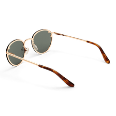 Arch Steel Green Rose Goldを背面から捉えた画像です。透明なシリコン製の調節可能なノーズパッドや、べっ甲調アセテートのテンプルチップの質感が確認でき、掛け心地へのこだわりが感じられるアングルとなっています。