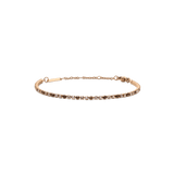 Daniel Wellington Classic Tennis Bracelet Honey Combo Rose Goldの全体画像です。ハニートーンとクリアのクリスタルが交互にあしらわれたローズゴールドのテニスブレスレットで、サイズ調節用チェーンとロブスタークラスプが確認できます。