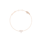 おひつじ座のシンボルをクリスタルで表現したCrystal Zodiac Chain Bracelet Rose Goldの全体画像です。白い背景にローズゴールドの細身チェーンが円を描き、中央下部にはクリスタルがセットされた牡羊座のモチーフが配置されています。