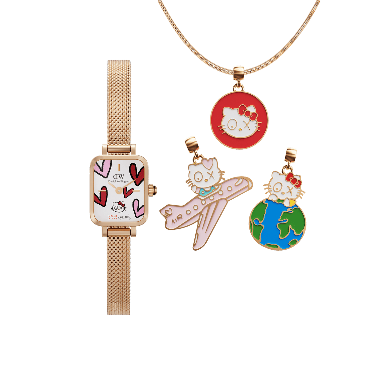 DW | Hello Kitty × André Quadro Mini and charms Set