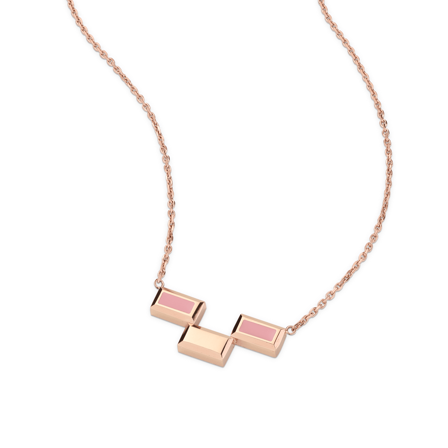 Bric Necklace Apricot Enamel Rose Gold