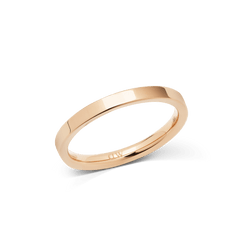 Daniel WellingtonのLine Ring Polished Rose Goldです。2.5mm幅のリングで、フラットに磨き上げられたローズゴールドの表面が光を受けて上品に輝きます。内側にはロゴが刻印されています。