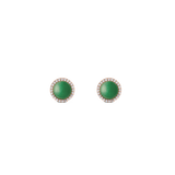 Daniel Wellington Audrey Earrings Jade Rose Goldは、ドーム型にカットされたグリーンの翡翠を中央にあしらい、その周囲にホワイトキュービックジルコニアをセットしたローズゴールドトーンのスタッドピアスです。